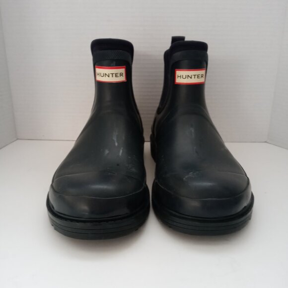 Hunter Navy Blue Ankle Booties Rubber Original Wellie Galosh Rain Boots Women 7 - Picture 5 of 16